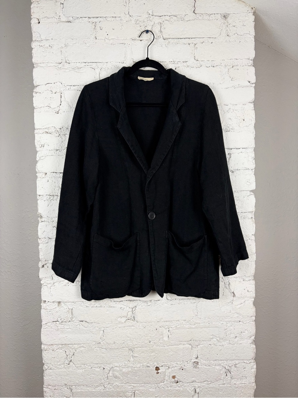 Vintage American Apparel 100% Linen Chunky Blazer Black M/L